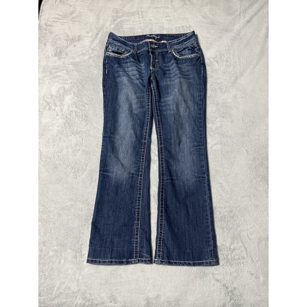 Amethyst‎ Jeans Womens 11 Blue Bootcut Low Rise Embellished Medium Wash 30x28